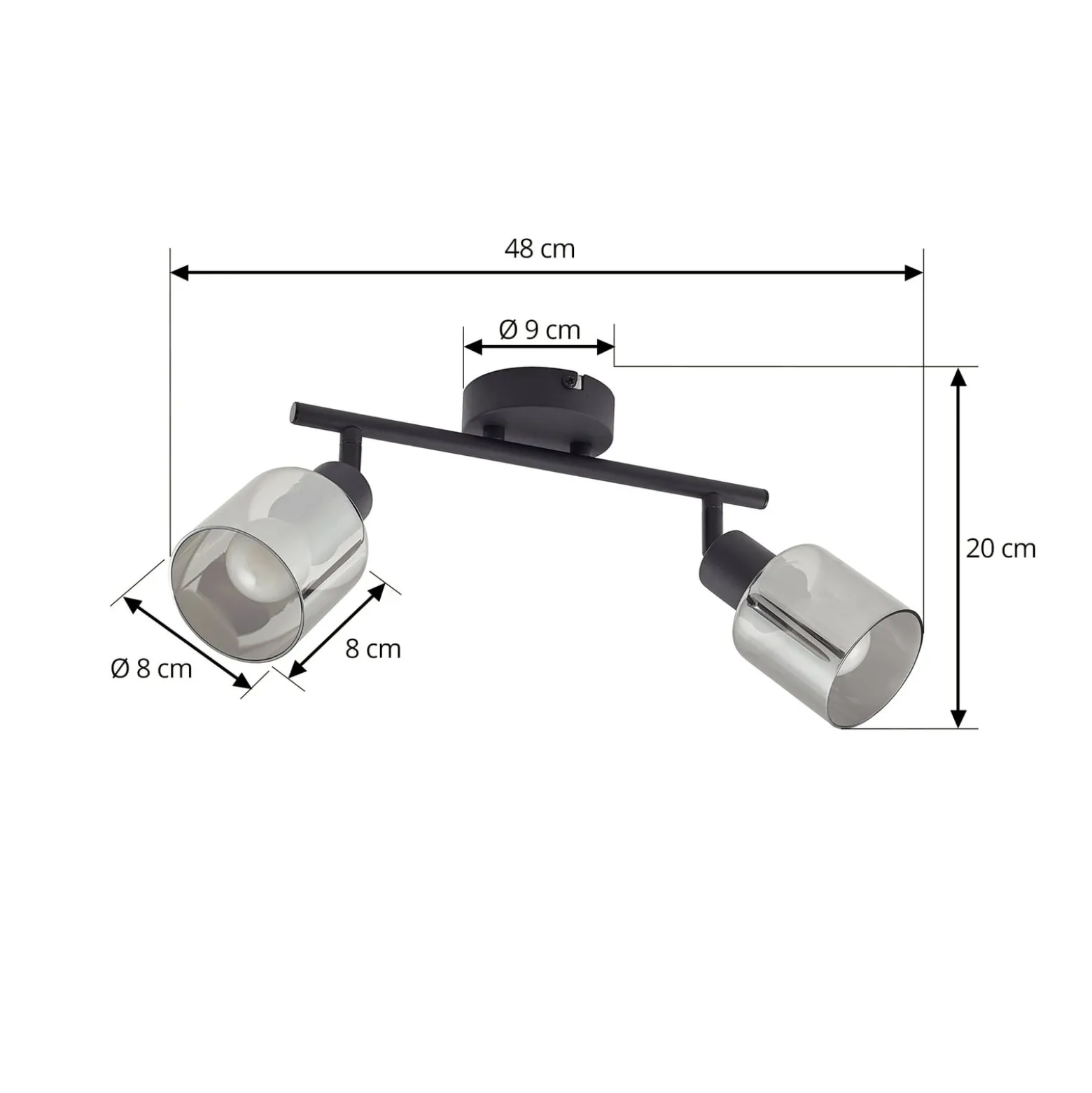 Lindby Deckenleuchte Netty, 4-flammig, grau, Glas