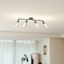 Lindby Deckenleuchte Netty, 4-flammig, grau, Glas