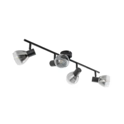 Lindby Deckenleuchte Pendura, 4-flammig, schwarz, Glas