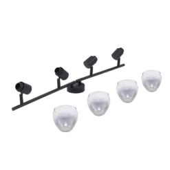 Lindby Deckenleuchte Pendura, 4-flammig, schwarz, Glas