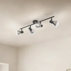 Lindby Deckenleuchte Pendura, 4-flammig, schwarz, Glas