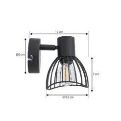 Lindby Deckenleuchte Piena, schwarz, 1-flg., Metall, Ø 9,3cm