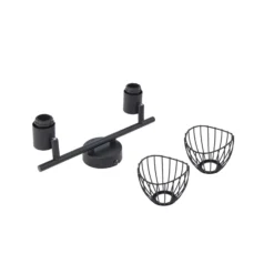 Lindby Deckenleuchte Piena, schwarz, 2-flg., Metall, 39cm