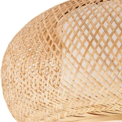 Lindby Deckenleuchte Romaine, Bambus, natur/weiß, Ø 50 cm