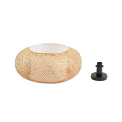 Lindby Deckenleuchte Romaine, Bambus, natur/weiß, Ø 50 cm