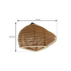 Lindby Deckenleuchte Sanza, 50 cm, Holz, geschwungen