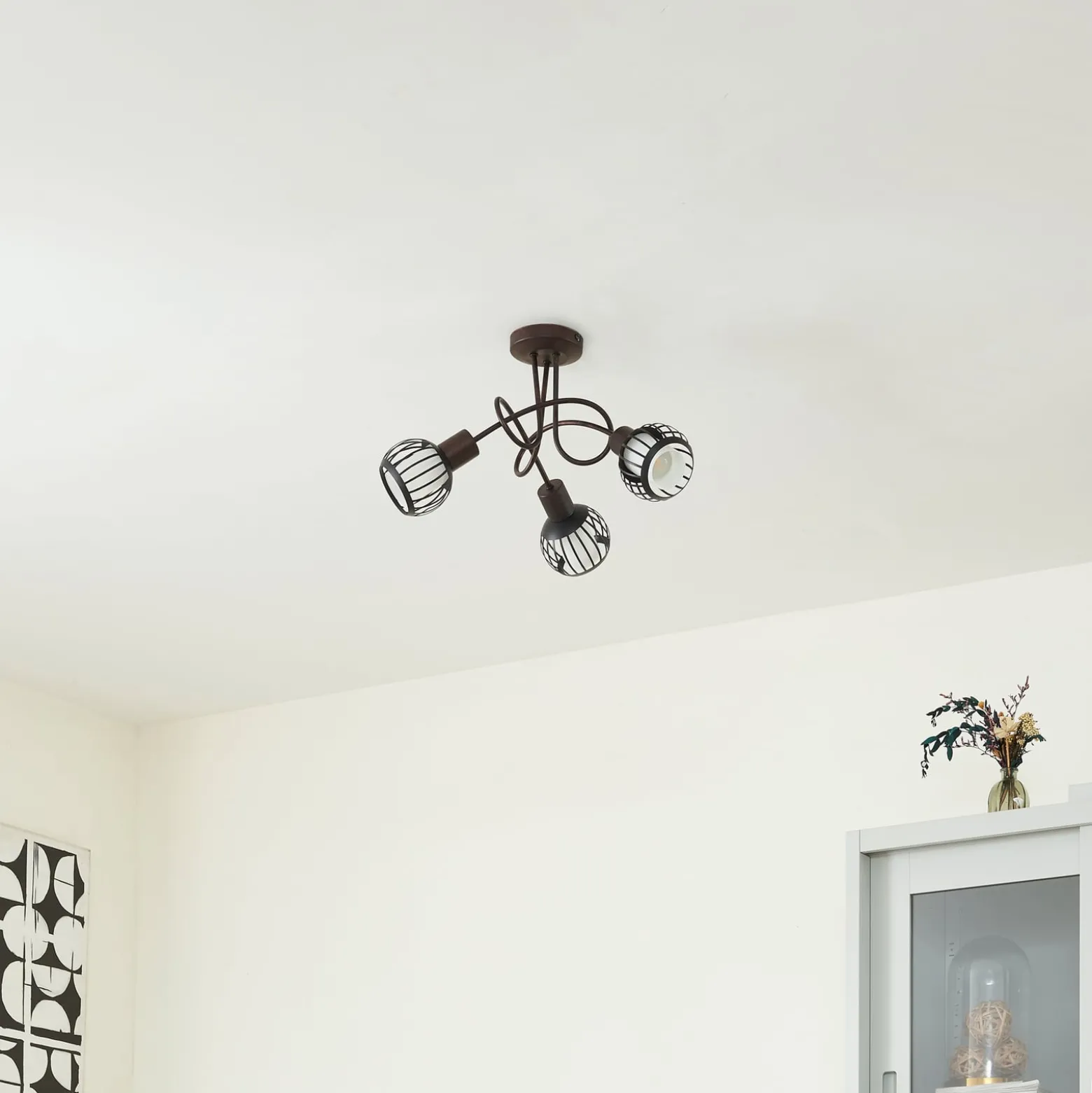 Lindby Deckenleuchte Solm, rost, Eisen, 3-flammig