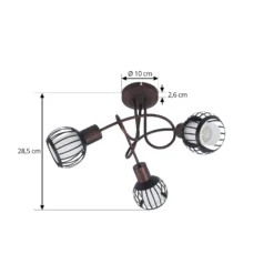 Lindby Deckenleuchte Solm, rost, Eisen, 3-flammig