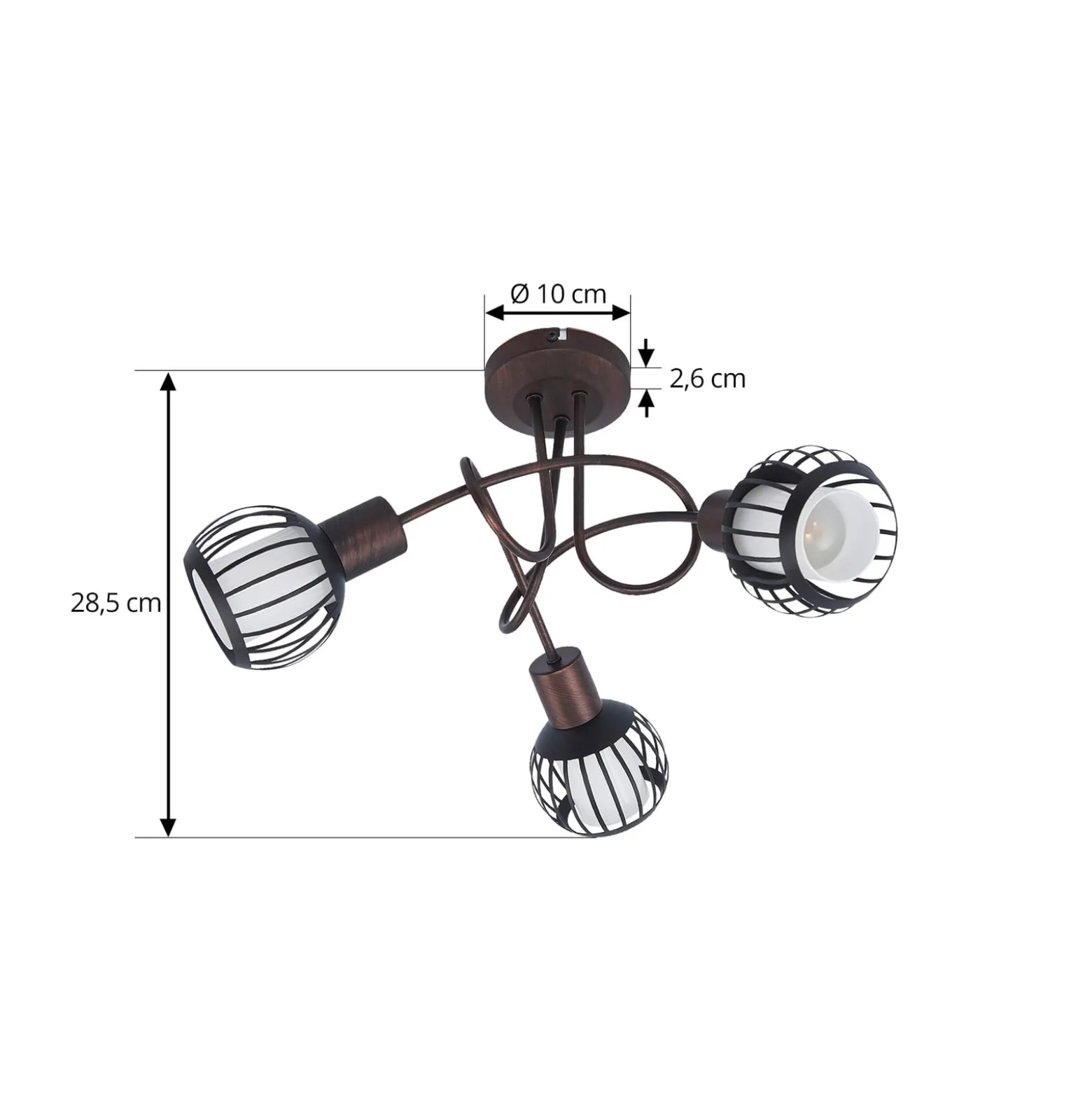 Lindby Deckenleuchte Solm, rost, Eisen, 3-flammig