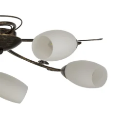 Lindby Deckenleuchte Stefania, 5-flg., schwarz/gold, Ø58cm