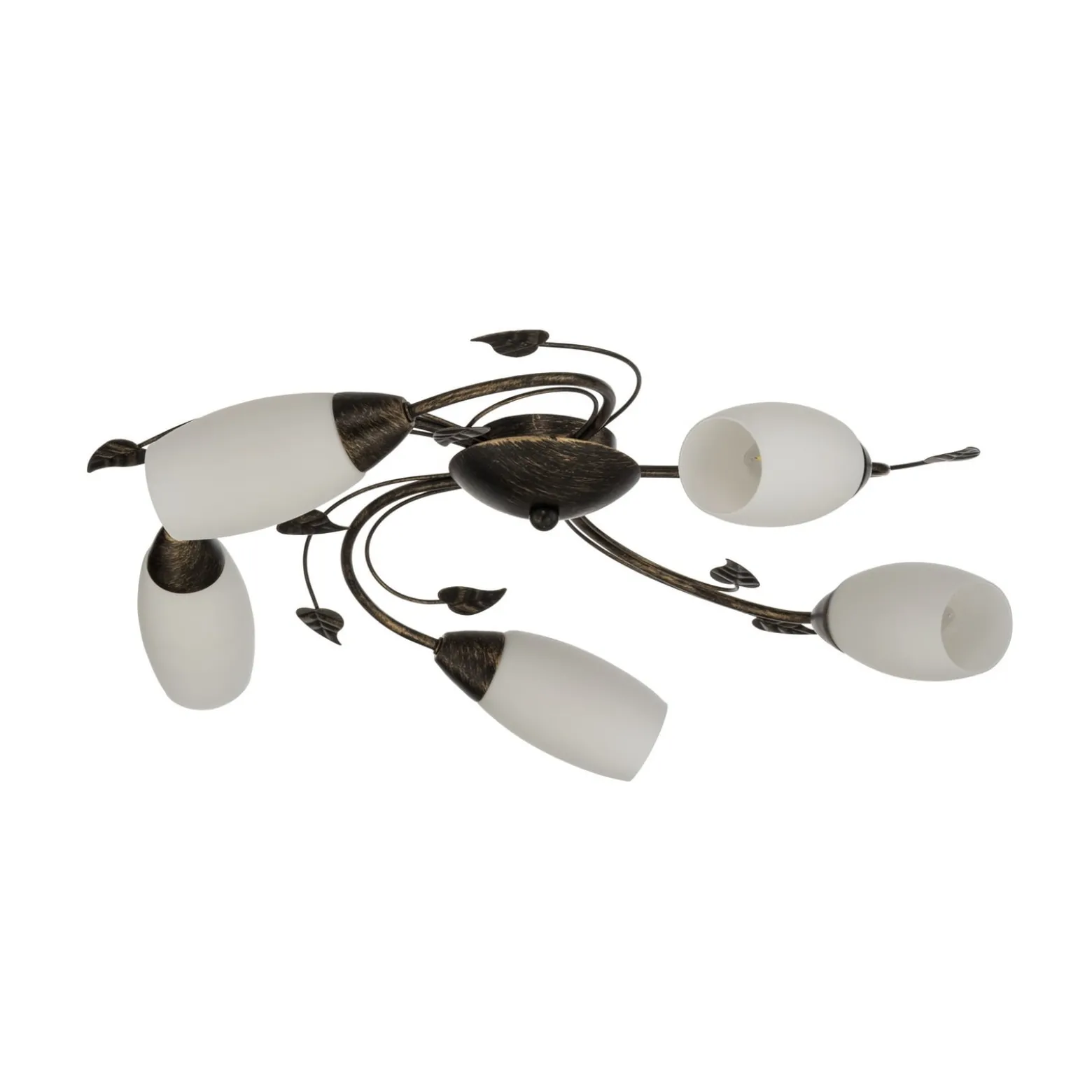 Lindby Deckenleuchte Stefania, 5-flg., schwarz/gold, Ø58cm