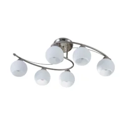 Lindby Deckenleuchte Svean, 6-flg., weiß, Glas, Länge 75cm
