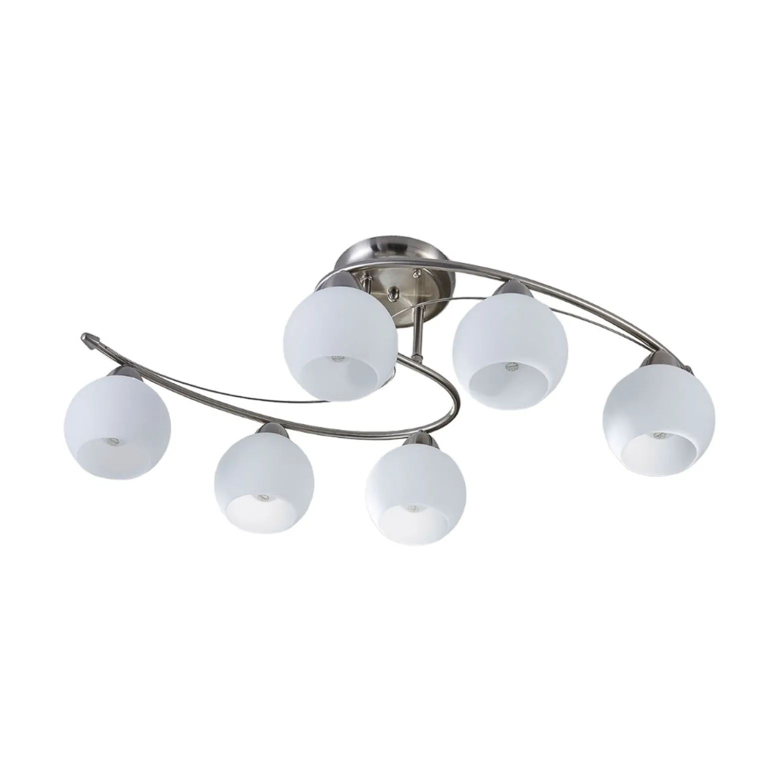 Lindby Deckenleuchte Svean, 6-flg., weiß, Glas, Länge 75cm