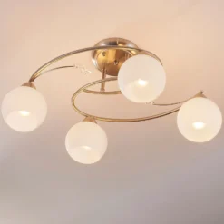 Lindby Deckenleuchte Svean, 4flg., weiß, Glas, Länge 42,5cm