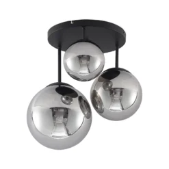 Lindby Deckenleuchte Teeja, rauch, 3-flg., Ø47cm, Glas, E27