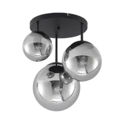 Lindby Deckenleuchte Teeja, rauch, 3-flg., Ø47cm, Glas, E27