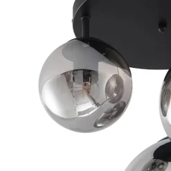 Lindby Deckenleuchte Teeja, rauch, 3-flg., Ø47cm, Glas, E27