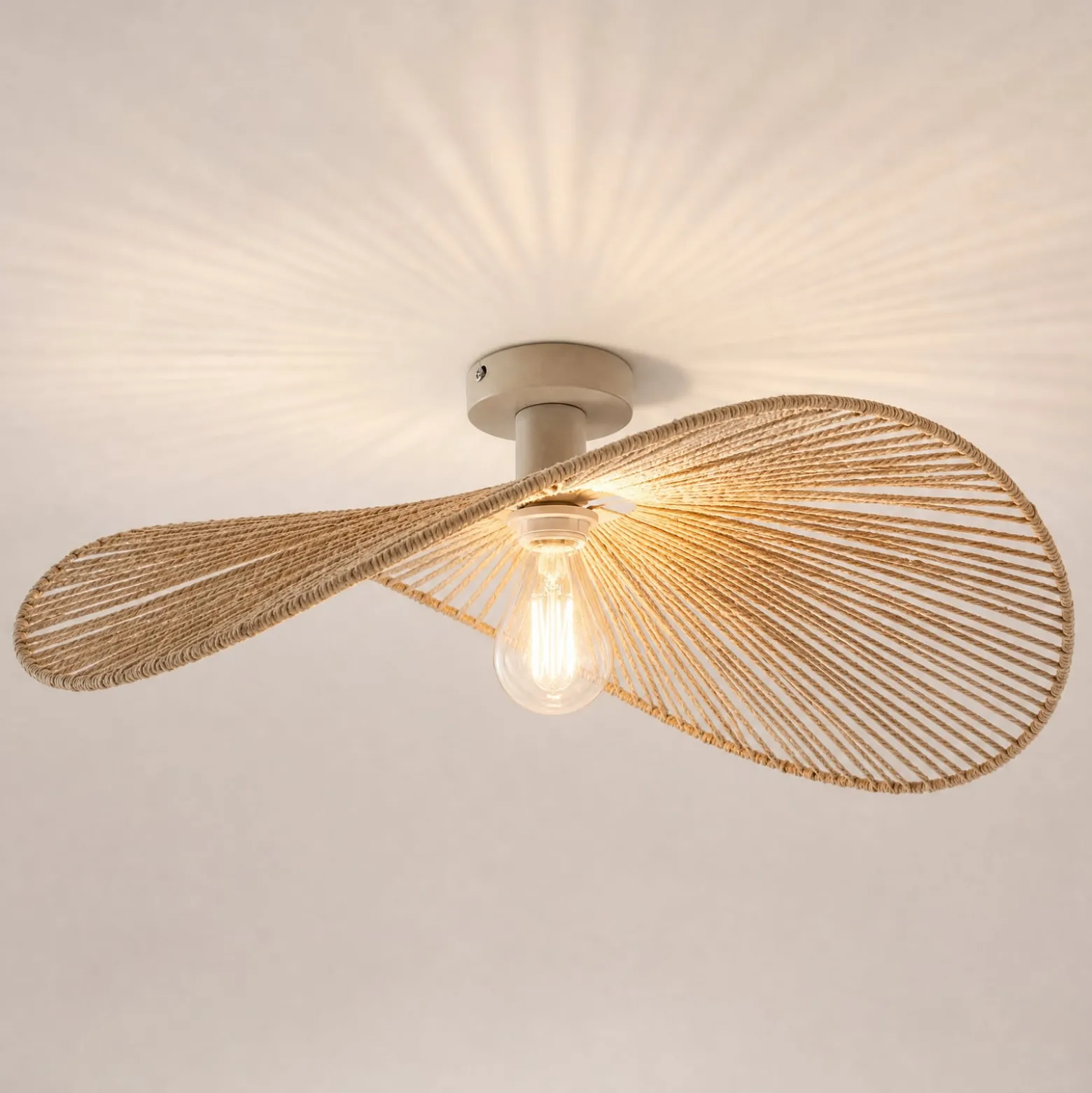 Lindby Deckenleuchte Valdorin, beige, 75 cm x 50 cm, Papier