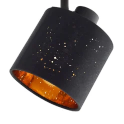 Lindby Deckenleuchte Vasilia, 3-flammig, schwarz/gold, Stoff