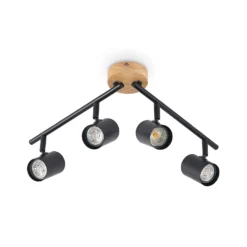 Lindby Deckenleuchte Xiomara, 4-flammig, 68 cm lang, Holz