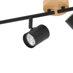 Lindby Deckenleuchte Xiomara, 4-flammig, 68 cm lang, Holz