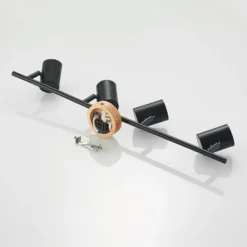 Lindby Deckenleuchte Xiomara, 4-flammig, 68 cm lang, Holz