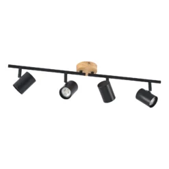 Lindby Deckenleuchte Xiomara, 4-flammig, 68 cm lang, Holz