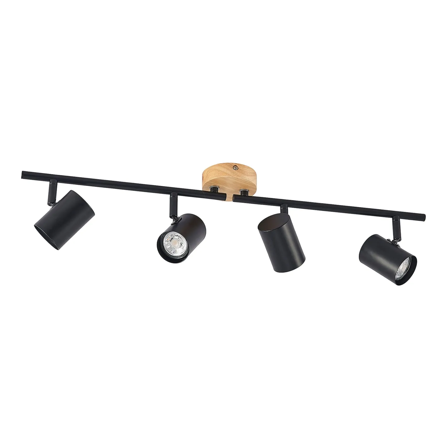 Lindby Deckenleuchte Xiomara, 4-flammig, 68 cm lang, Holz