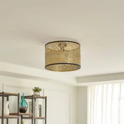 Lindby Deckenleuchte Yonah, goldfarben, Metall, Ø 40 cm, E27