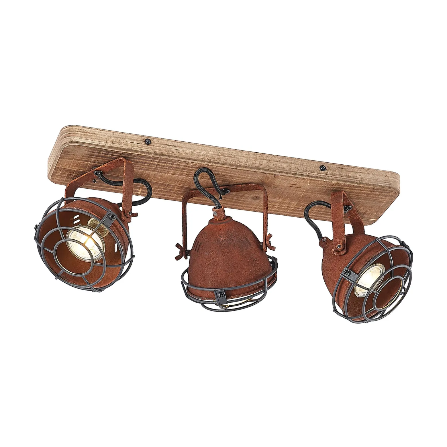 Lindby Deckenspot Farovi, rost, 45 cm, 3-flammig, Holz, GU10