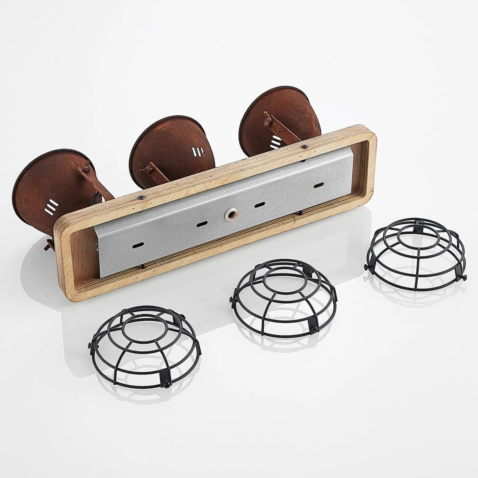 Lindby Deckenspot Farovi, rost, 45 cm, 3-flammig, Holz, GU10