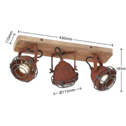 Lindby Deckenspot Farovi, rost, 45 cm, 3-flammig, Holz, GU10