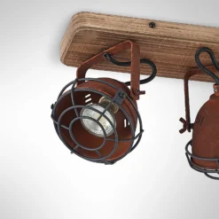 Lindby Deckenspot Farovi, rost, 45 cm, 3-flammig, Holz, GU10