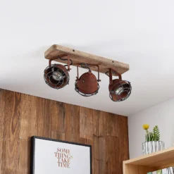 Lindby Deckenspot Farovi, rost, 45 cm, 3-flammig, Holz, GU10