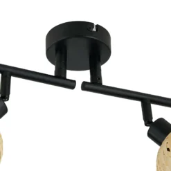 Lindby Deckenspot Youstin, 70,5 cm lang, Bambus 4-flg., E14
