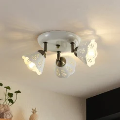 Lindby Deckenstrahler Efgenia, Ø 40 cm, 3-flg., Keramik, E14