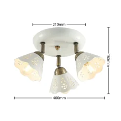 Lindby Deckenstrahler Efgenia, Ø 40 cm, 3-flg., Keramik, E14