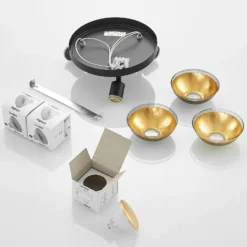 Lindby Deckenstrahler Erin, schwarz/gold, Ø 22 cm, Glas