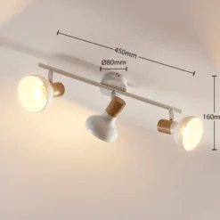 Lindby Deckenstrahler Fridolin, 50cm, 3-flg., weiß, Metall