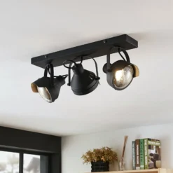 Lindby Deckenstrahler Henega, 52 cm, schwarz, 3-flammig