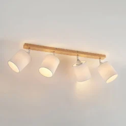Lindby Deckenstrahler Imarin, 81 cm, weiß, 4-flammig, Holz