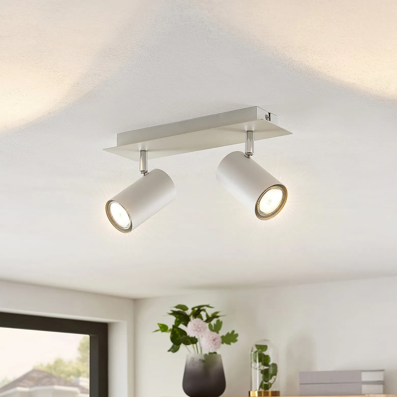 Lindby Deckenstrahler Joffrey, 31 cm, 2-flg., weiß, GU10