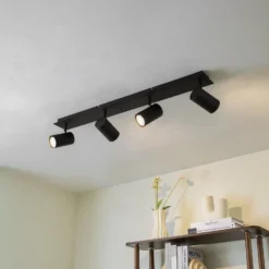 Lindby Deckenstrahler Joffrey, 80 cm, schwarz, 4-flg., GU10