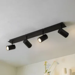 Lindby Deckenstrahler Joffrey, 80 cm, schwarz, 4-flg., GU10