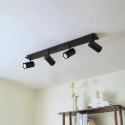 Lindby Deckenstrahler Joffrey, 80 cm, schwarz, 4-flg., GU10