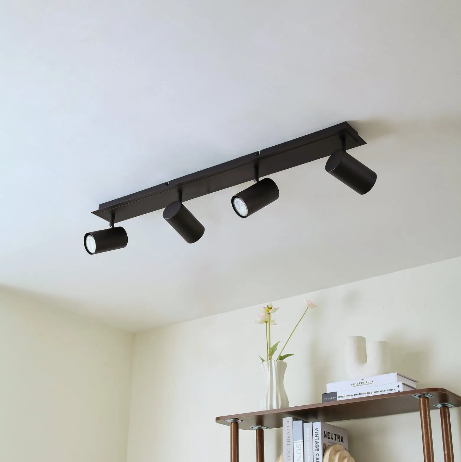 Lindby Deckenstrahler Joffrey, 80 cm, schwarz, 4-flg., GU10