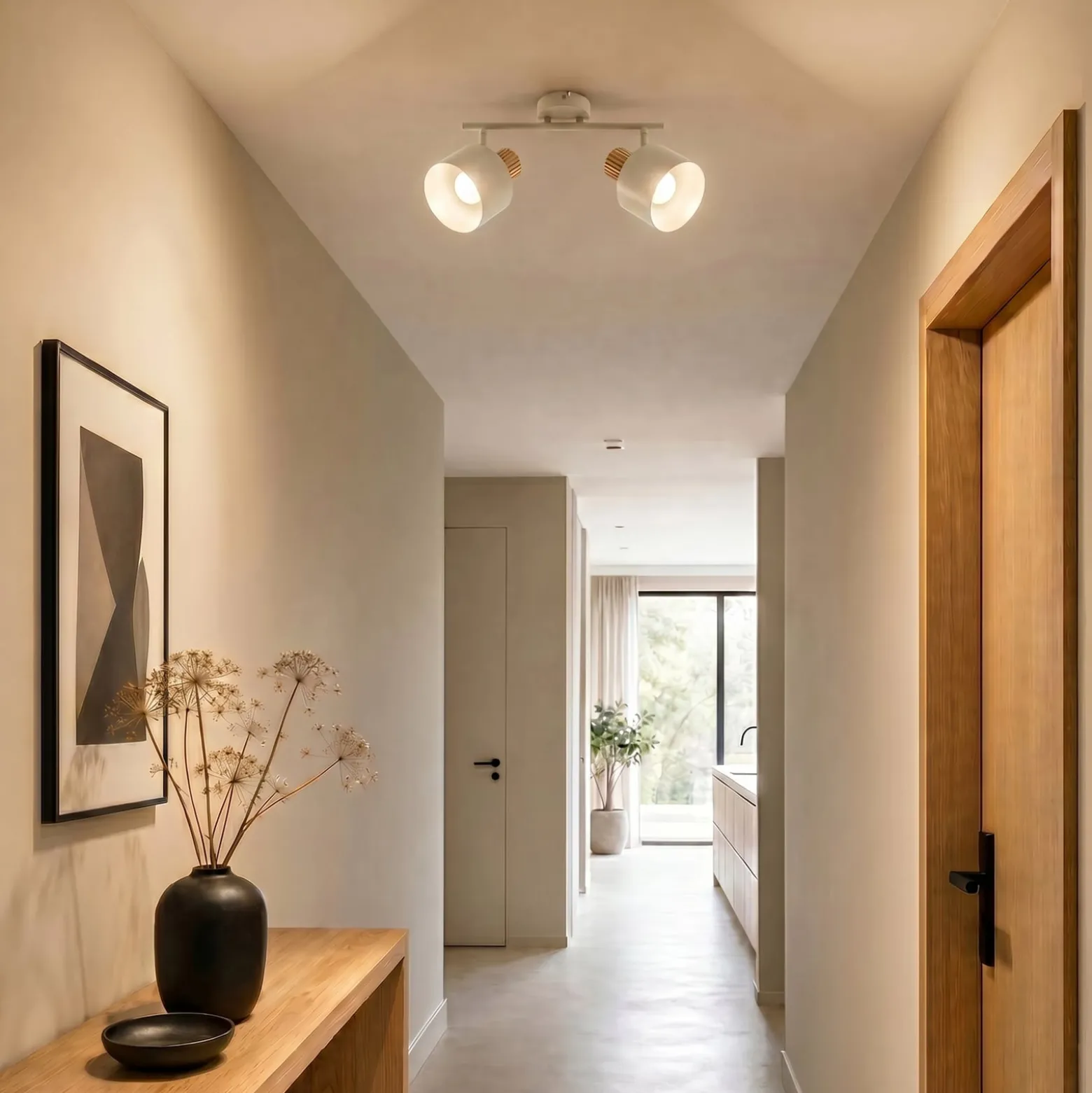 Lindby Deckenstrahler Lenja, 2-flammig, beige, E14, Metall
