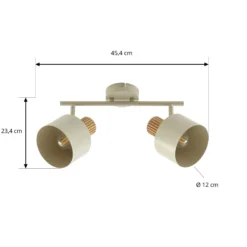 Lindby Deckenstrahler Lenja, 2-flammig, beige, E14, Metall