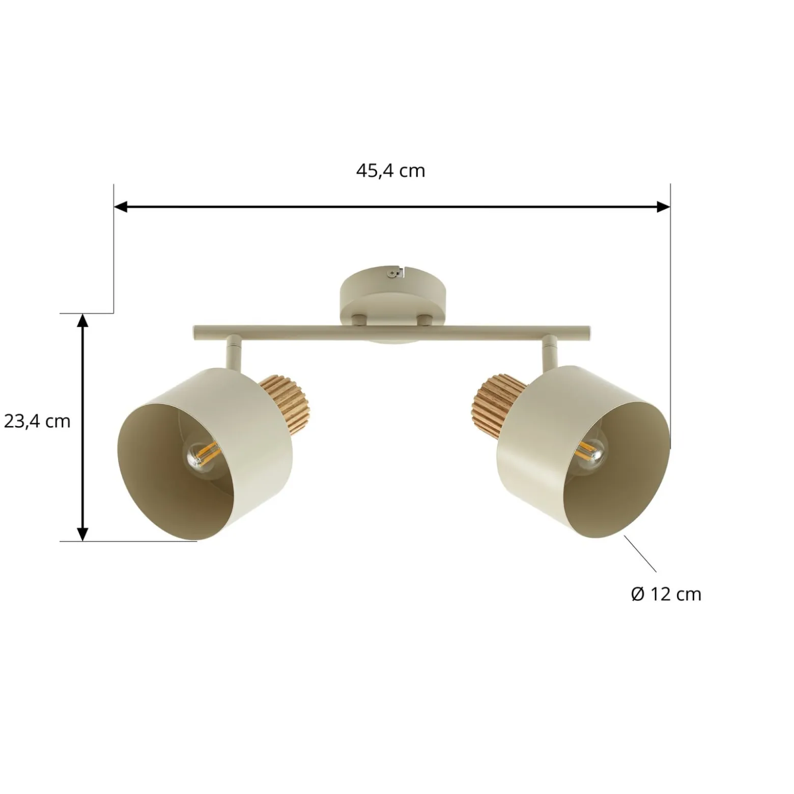 Lindby Deckenstrahler Lenja, 2-flammig, beige, E14, Metall