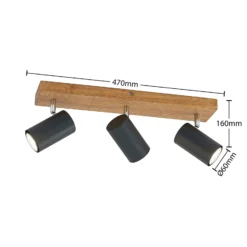 Lindby Deckenstrahler Maniva, 44cm, 3-flammig, schwarz, GU10